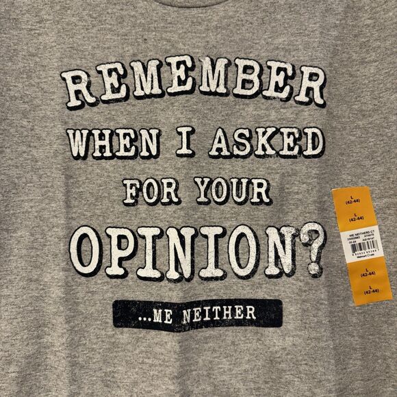DOM L T-Shirt "Remember When I Asked For Your Opinion" Gray Funny Graphic Tee - Picture 2 of 6